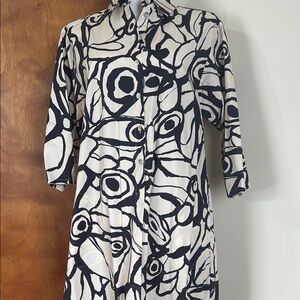 Alembeka Abstract Black and Beige  Women's Cocoon Dress